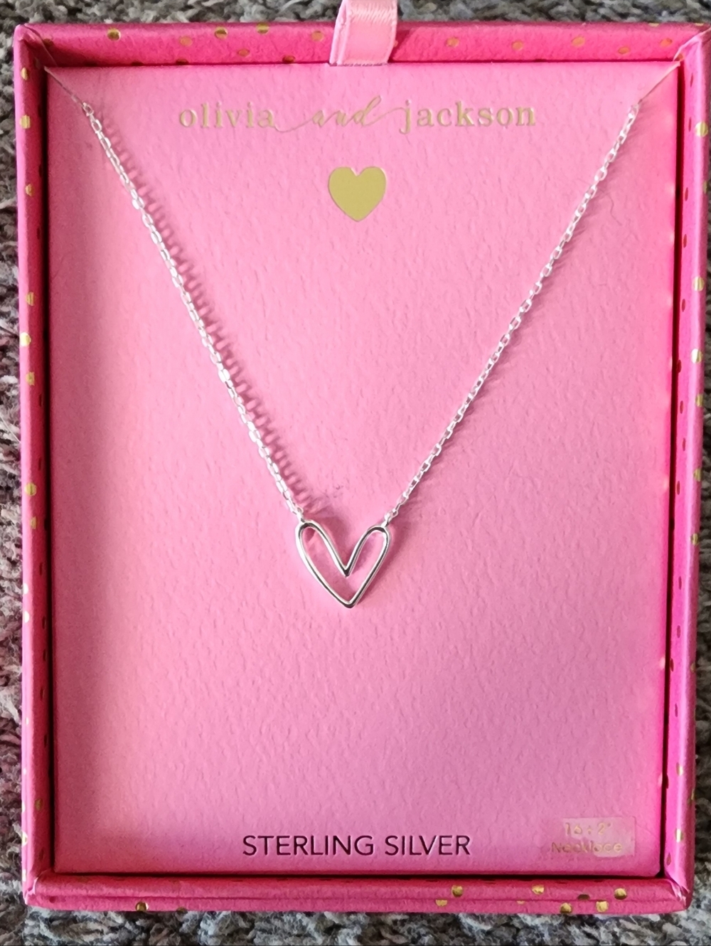 S925 Sterling Silver Heart 🩷 Outline Fixed Pendant Necklace - NEW! 16+2" long